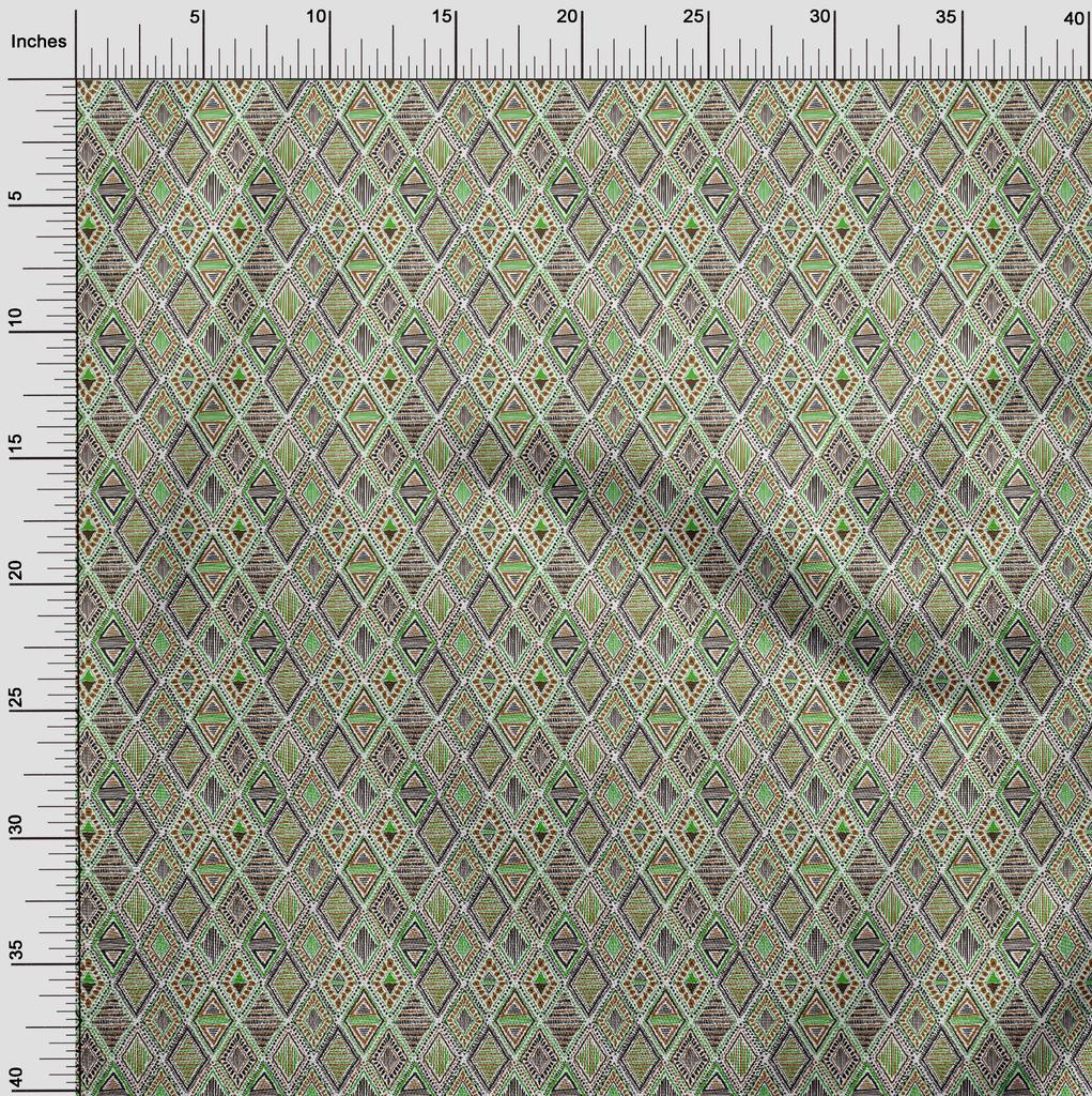 oneOone Cotton Flex Green Fabric Tribal Quilting Supplies Print Sewing Fabric by The Yard 40 Inch