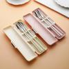 Stainless Steel 3-piece Cutlery Set Featuring Chopsticks, Fork, and Spoon, with Case. Portable and Hygienic, Perfect for Students and Adults, Perfect