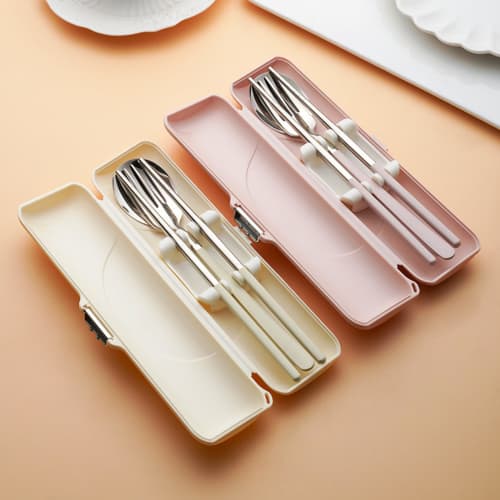 Stainless Steel 3-piece Cutlery Set Featuring Chopsticks, Fork, and Spoon, with Case. Portable and Hygienic, Perfect for Students and Adults, Perfect