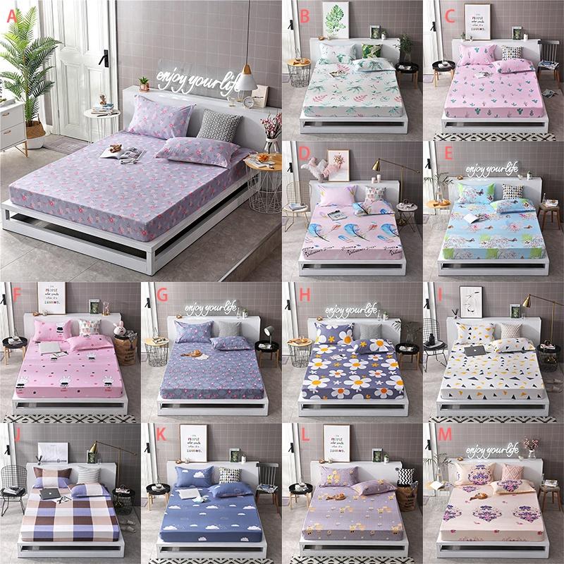 Luxurious Bedding Fitted Sheet Floral Flower Pillowcase Bed Cover With Elastic Cover