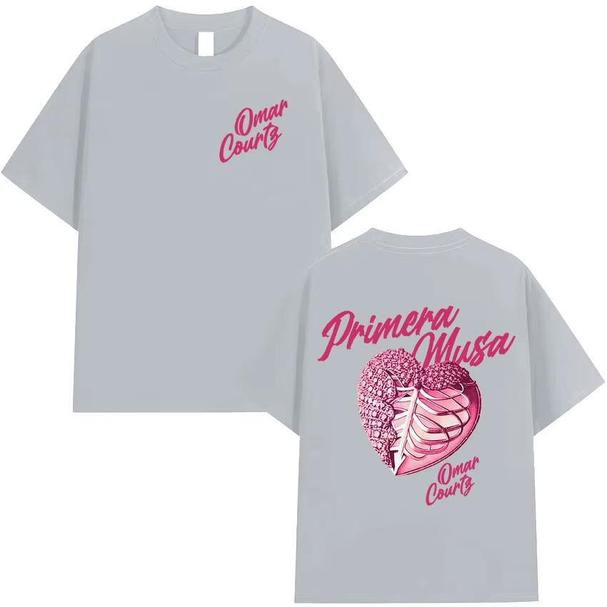 Rapper Omar Courtz Primera Musa 2026 Heart Graphic Tshirt Mens Clothing Hip Hop T Shirt Summer Top Tshirts Streetwear