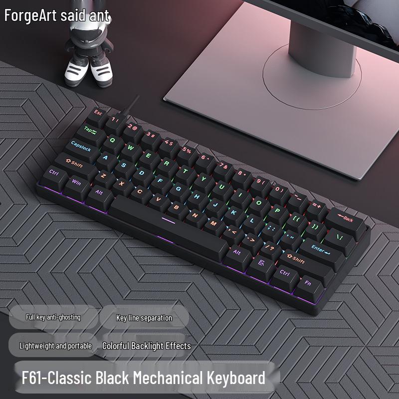 61-key Wired Mechanical Keyboard, Blackberry Gradient Design for Gaming & Office, High Aesthetic Value for Girls