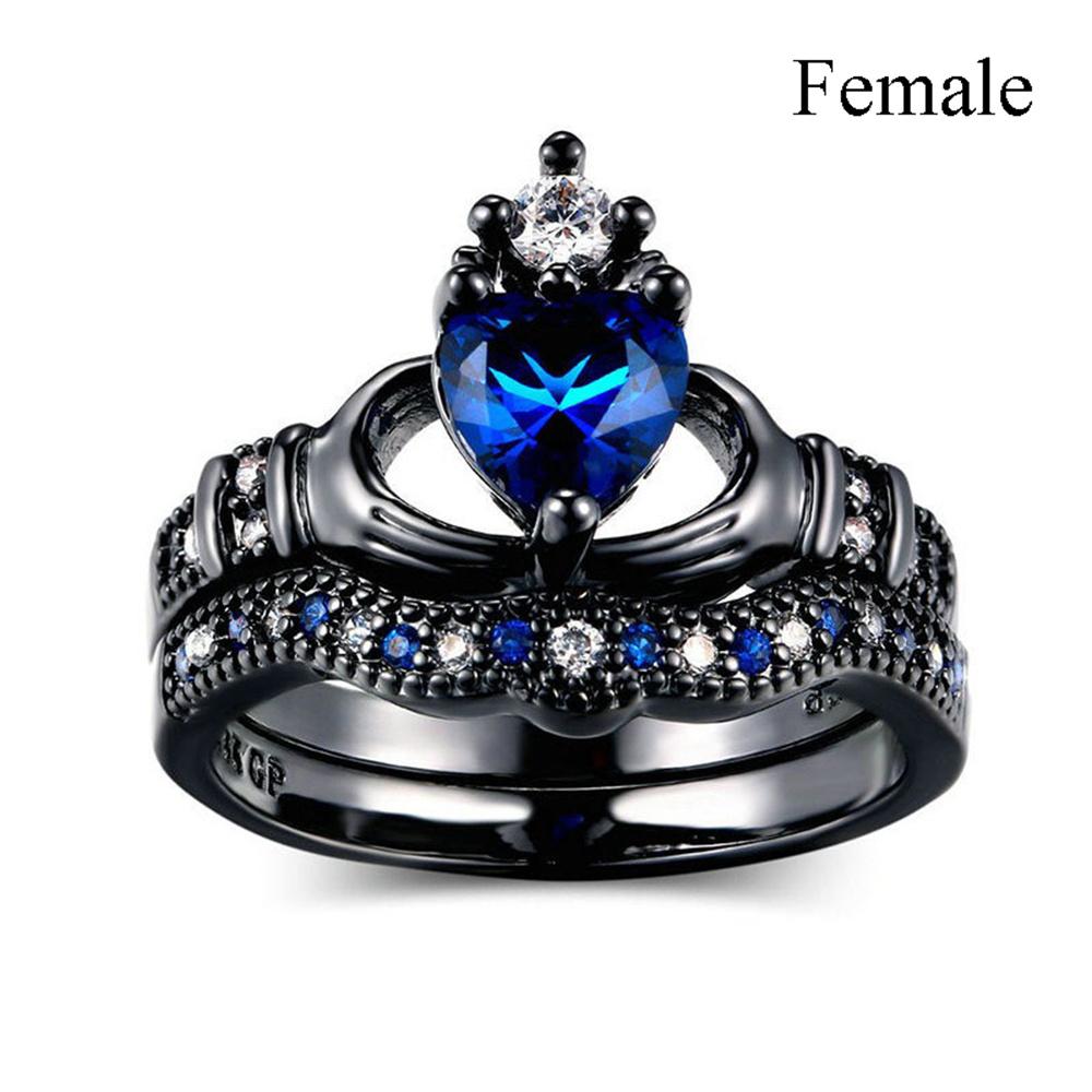 

Fashion Couple Rings Women s Hollow Carving Pattern Zircon Stones Ring Trendy Men s Stainless Steel Ring Wedding Band Jewelry 13