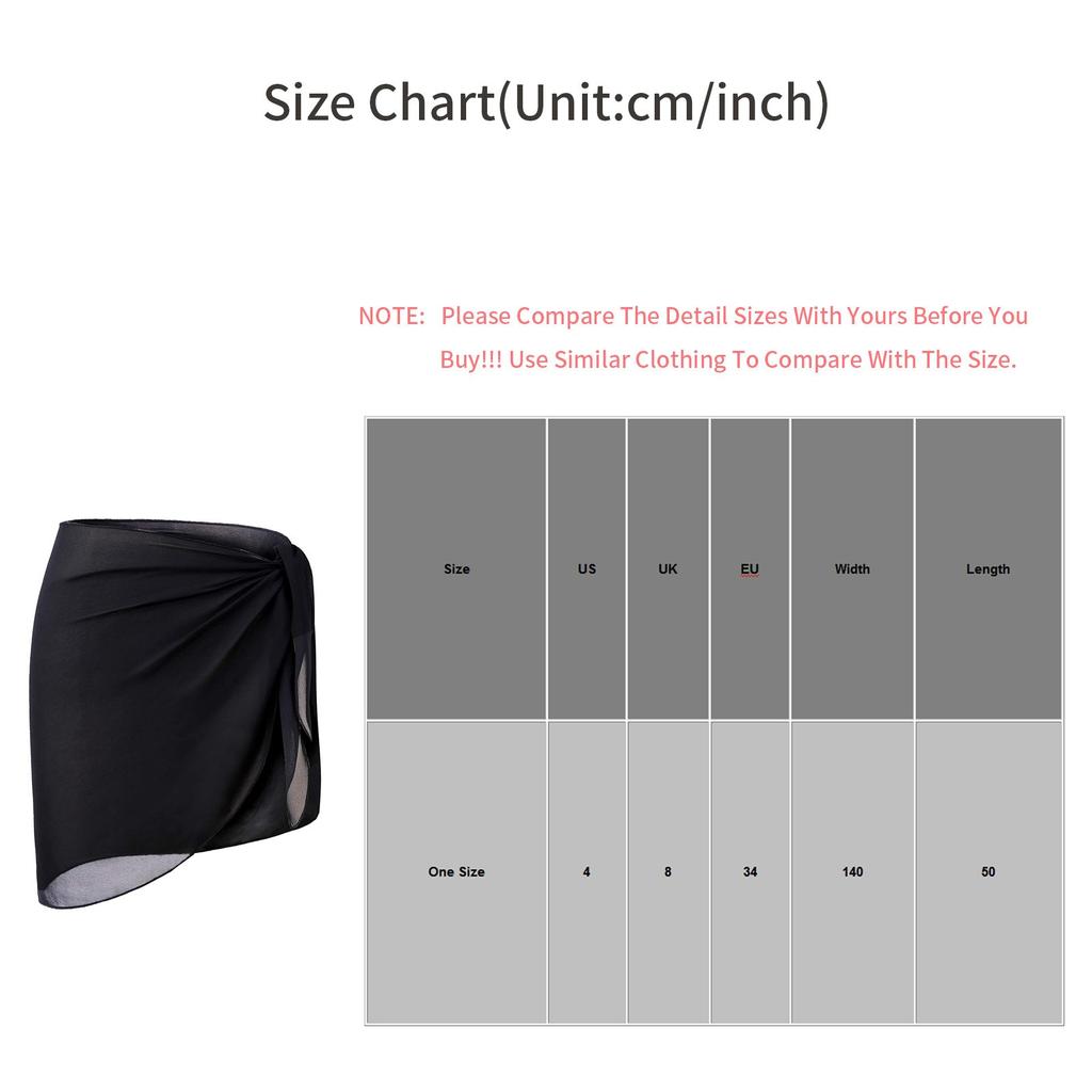 Dames Zomer Effen Kleur Bandeau Chiffon Cover-up Halve Rok Strand Wrap Sarong Zwemkleding Cover-up