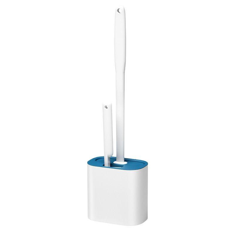 Wall-Mounted 2-in-1 Long-Handled Toilet Brush Set with No Dead Angle Design