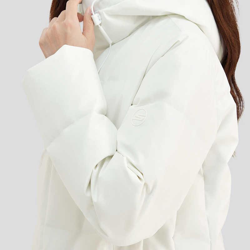 Skechers Basic Sports Series Solid Color Comfortable Fashion Down Jacket Women Outerwear Bright-White P424W073-0019