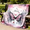 1pc Angel Wings Heart Love Outdoor Flannel Blanket , Machine Washable Perfect Gift for Birthday , Holiday Travel Accessory , Durable Material