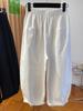 White Korean Style Women's Spring Casual Elastic Waist Wide Leg Pants