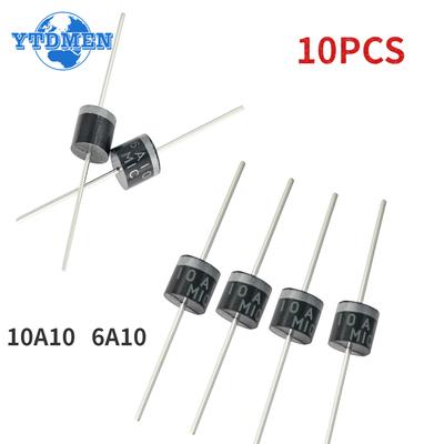 10PCS Rectifier Diode 6A 10A 1000V DO-27 Electrical Axial Rectifier Diodes Kit 6A10 10A10
