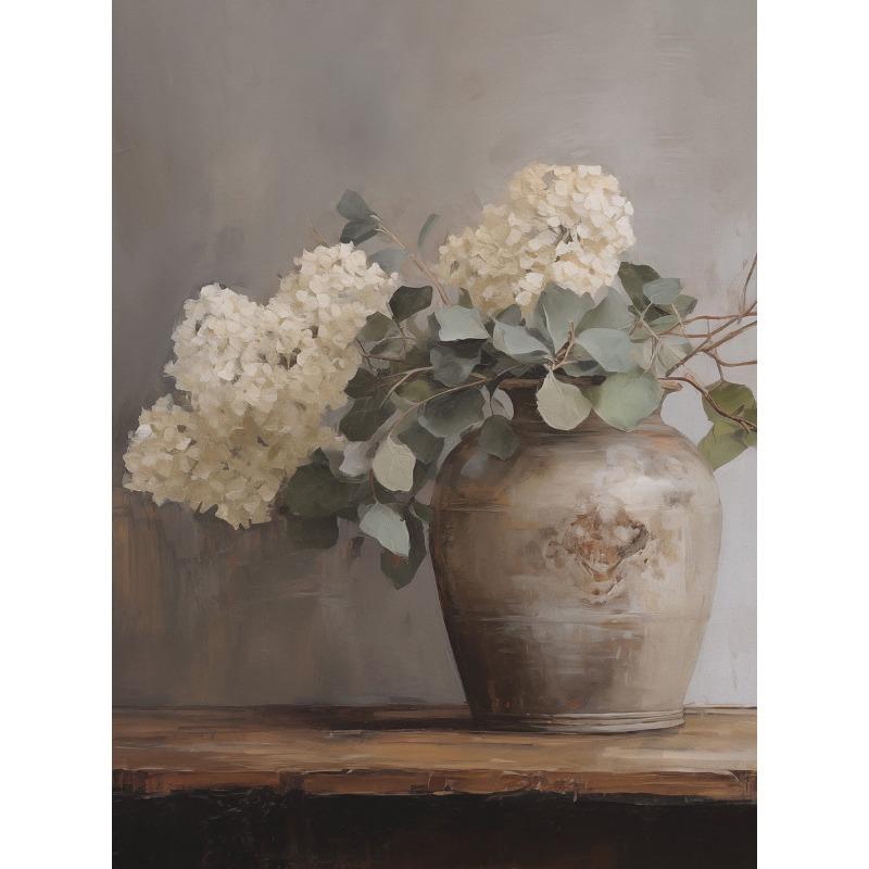 Spring Flowers Painting In Vintage Vase Moody Peonies Rose Poster Vintage  Still Life Art Canvas Print Botanical Farmhouse Decor