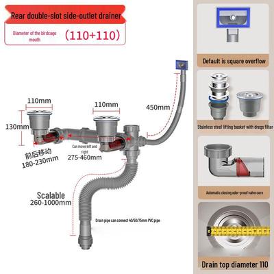 SIOYIE Kitchen Double Sink Drain Pipe Set