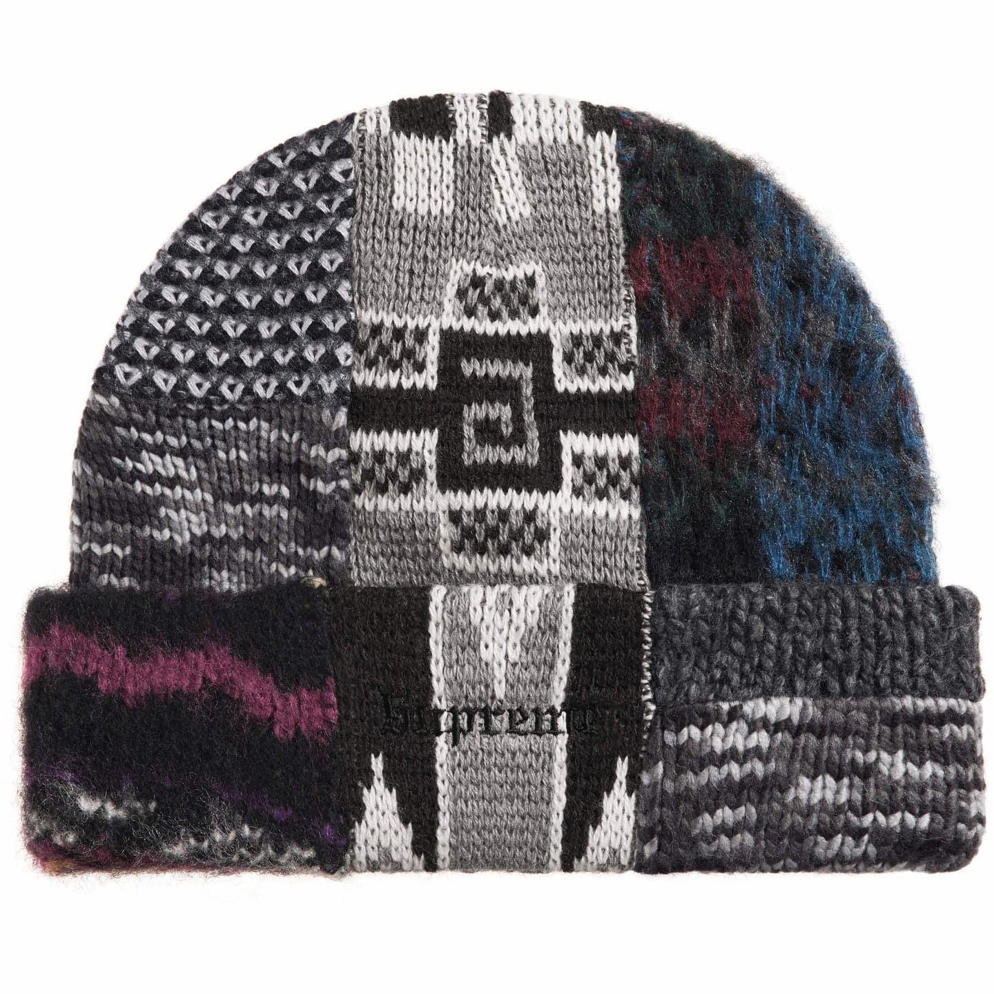 823996 Supreme Patchwork Beanie Black One-Size