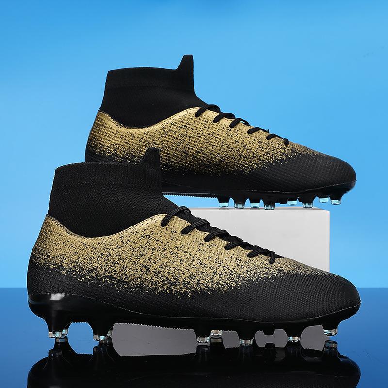 High-top Actual Combat Football Shoes Men's Spikes Grass Kicking Shoes Adult and Older Children's Game Training Shoes