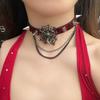 Dark Cross Bead Collarbone Chain Female Heavy Worker Spicy Girl High-end Feeling Sweet Cool Necklace Rivet Hip-hop Accessories