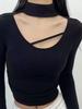 Women's Retro Halter Neck Long Sleeve Fleece Lined Top