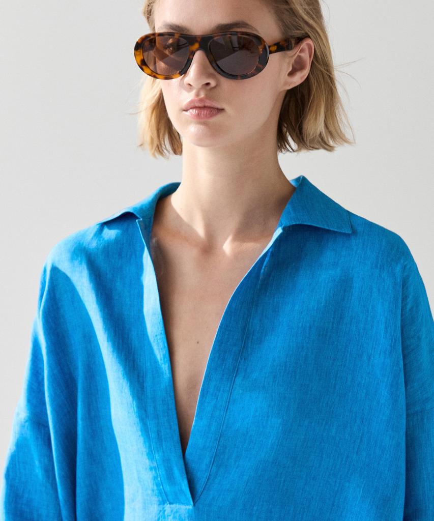 Masimodutti 100% Linen Fluid Blouse