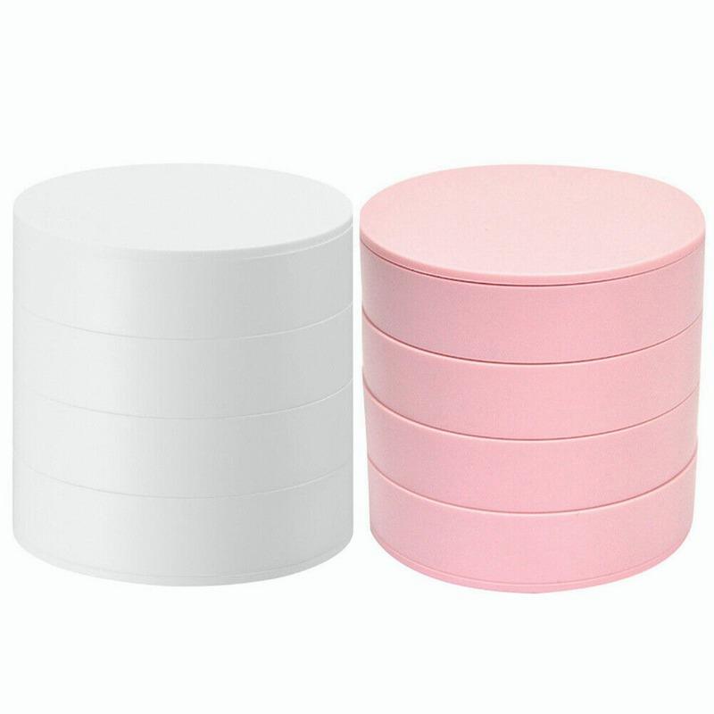 Rotating Jewelry Box 4 Tier Storage Case Earring Bracelet Rings Girl Gifts Necklace Organizer