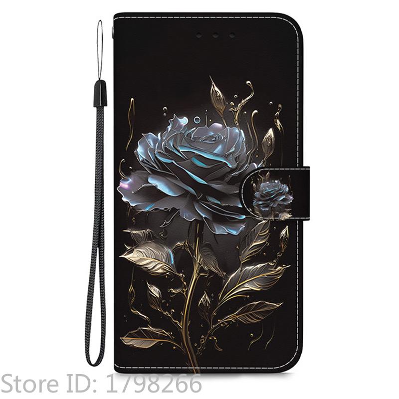 Elegante Portafoglio Colorato con Fiore Custodia per Telefono per Samsung Galaxy A27 5G SM-A276 A 27 Copertura in Pelle Flip Magnetica Carino Modello 3D Capa