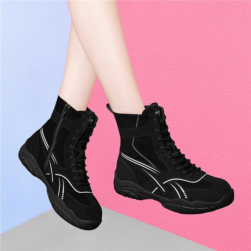 

thick-soled Martin boots autumn and winter women s fashion heightening moral training leisure sports high-top velvet cotton shoes short boots 35