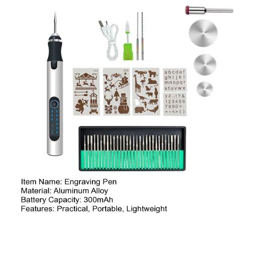 Sada elektrických gravírovacích per Ergonomický design Kompaktní velikost Přenosná sada USB dobíjecích bezdrátových profesionálních gravírovacích per