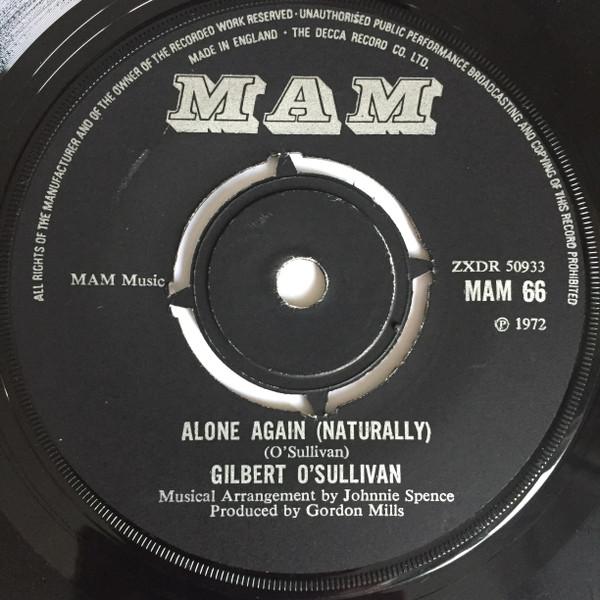 

7inch Record GILBERT O SULLIVAN - Alone Again (Naturally) MAM66 MAM 1972 UK Rock Used