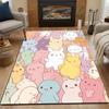 Colorful Cute Bunny Parade Patterned carpet, non slip mat suitable for living room and bedroom sofas