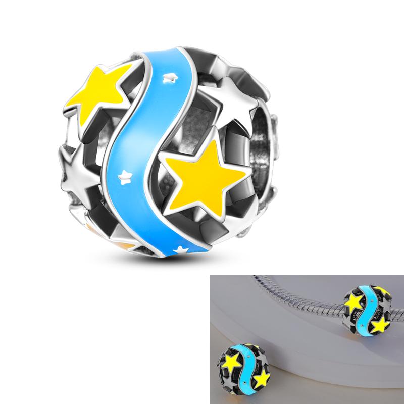 Starry Collection Charms Beads Copper Sun Stars Moon Dangle Pendants Fit Original Bangle Jewelry Bracelet Necklace