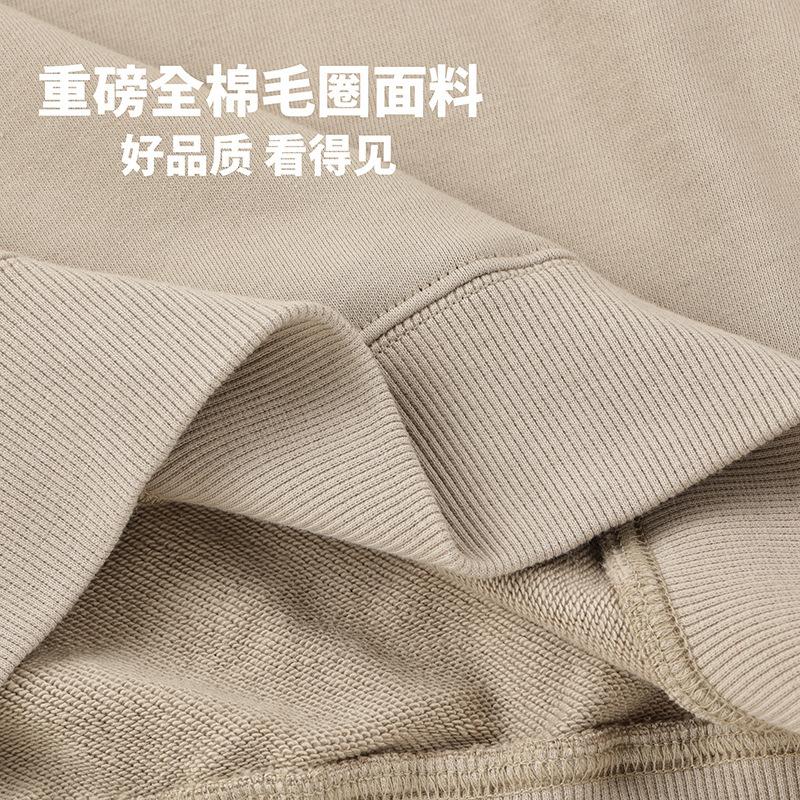 350G Heavy Cotton Terry Round Neck Sweater Loose Version Shoulder Jacket Autumn Print Embroidery