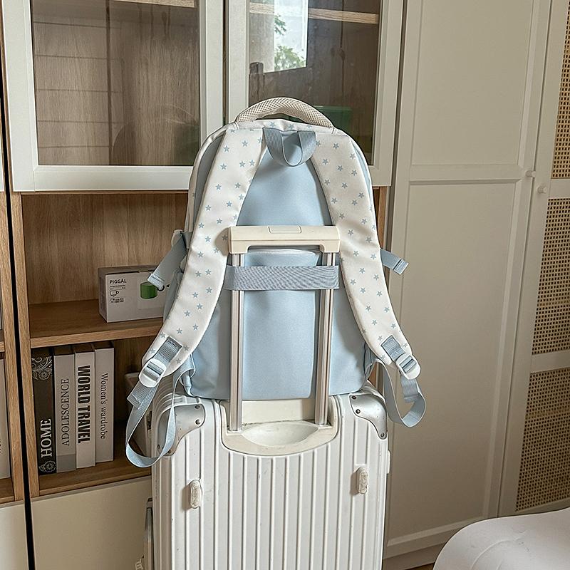 Stars Print Backpack Junior High School Students Class Book Bag Girls Large Capacity Schoolbag