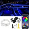 Interior Car LED Strip Lights APP Control, 5 In 1 RGB 16 Million Colors Ambient Lighting Kit With 236 Inches Fiber Optic, Music Mode Ide Car Lighting
