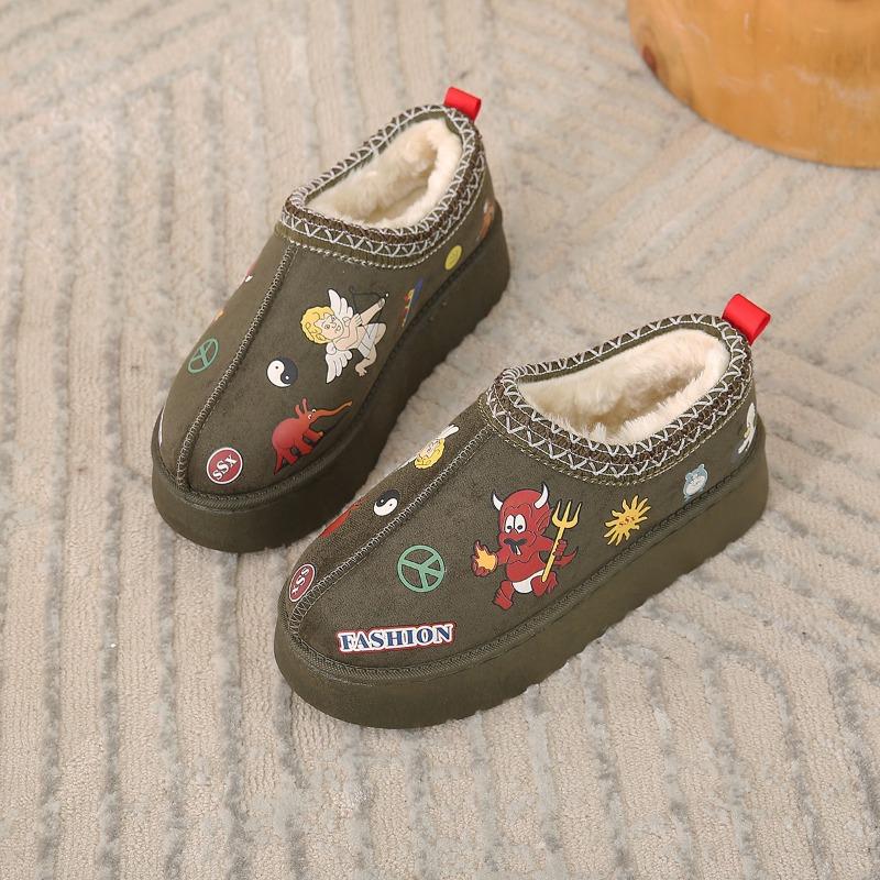 Bohemian Lace Print Decorative Women's Snow Boots Ethnic Style Autumn and Winter Thick-soled Short Tube Warm and Comfortable Cotton Shoes