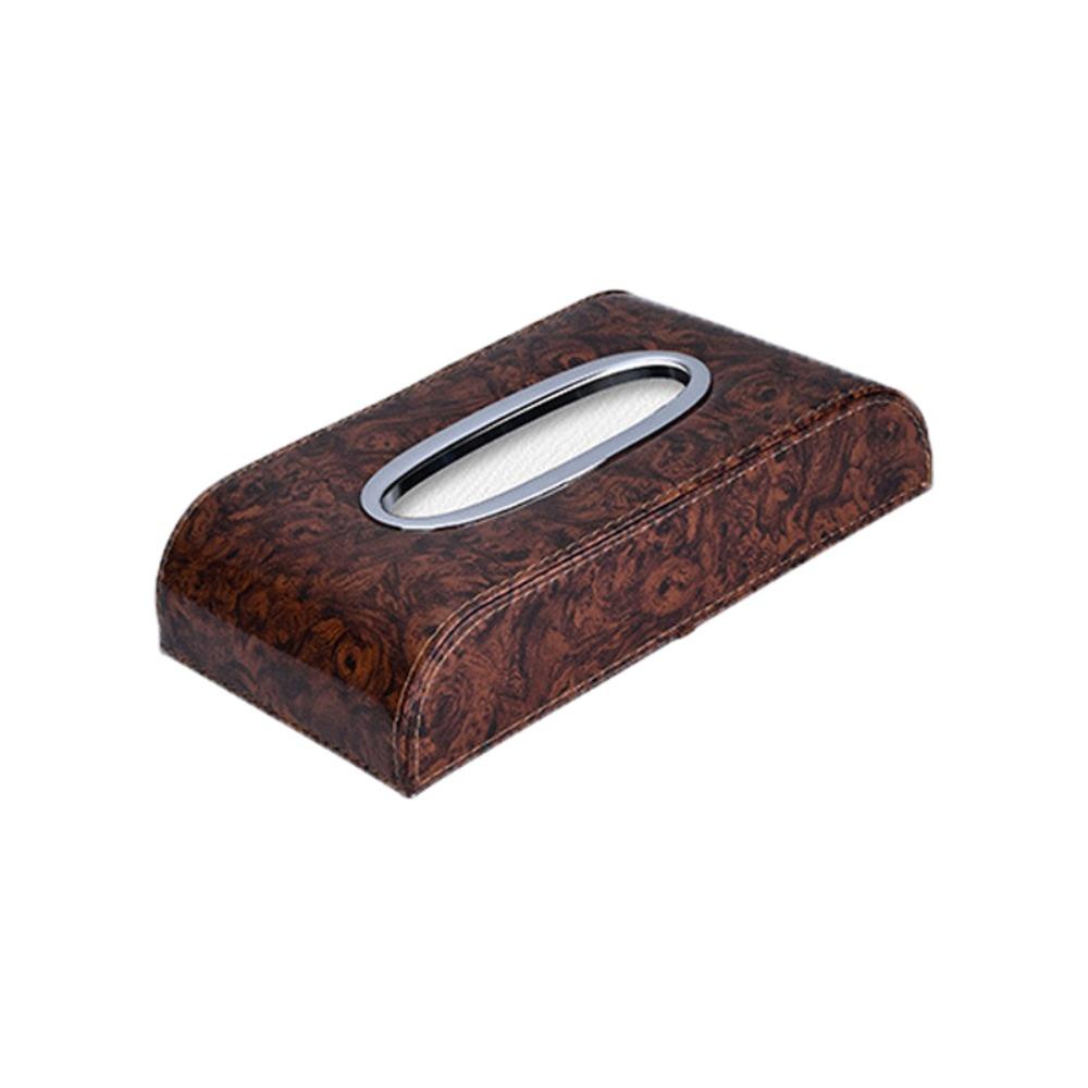 

Curved Design Car Tissue Box Glossy Wood Grain Car Paper Organizer Car Center Console коричневый