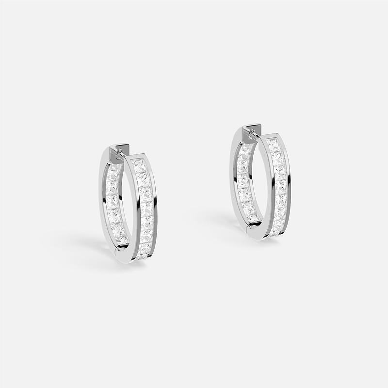 APM Monaco Silver-white Pavé Hoop-shaped Alloy Earrings, Same Style for Men and Women, Couple Style WE16801OX