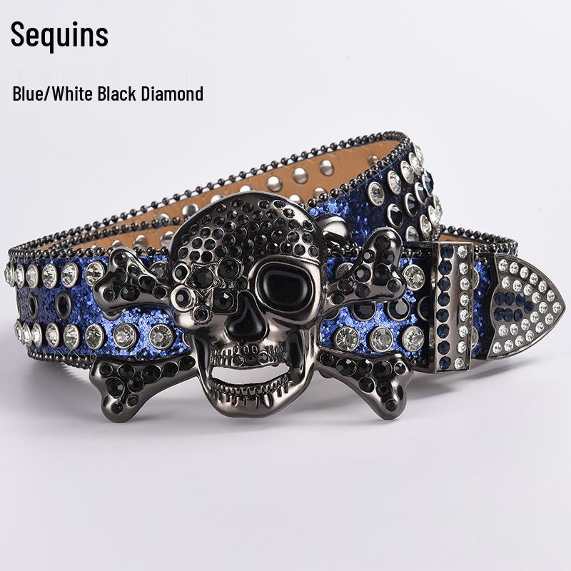 Cataramă de Curea Hip Hop cu Strasuri în Formă de Craniu - Stil Punk European și American