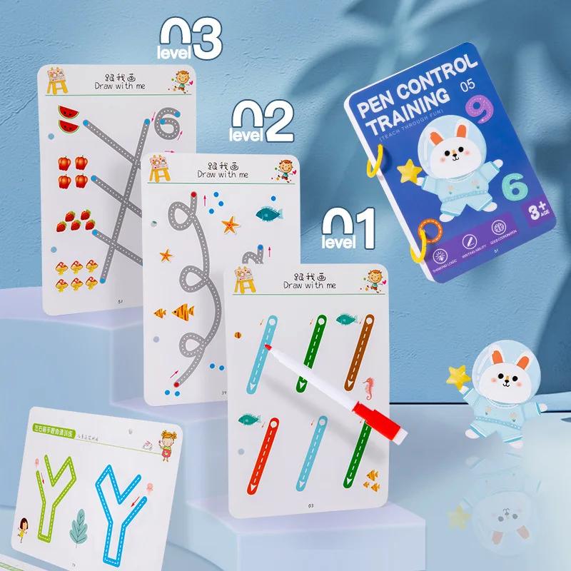 Magical Tracing Workbook Control Training Pen Book Set Reusable Magic Practice Copybook Children Drawing Education Stationery