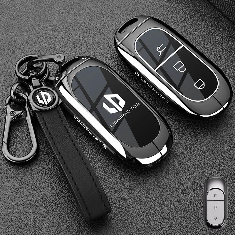 Car Zinc Alloy TPU NFC Card Key Cases Holder Cover Chain For Leapmotor C16 C11 C10 C01 B10 T03 S01 Smart Key Car Accessories