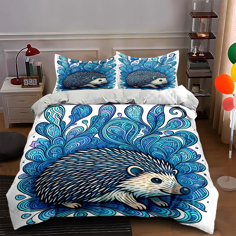 

Hedgehog, swirls, leaves. Bedding Duvet cover sets Duvet covers Pillowcases gifts (1 * Duvet Cover 2 * Pillowcases, without duvet insert) 135x200cm