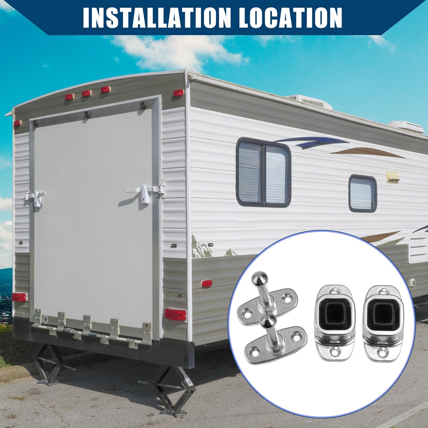 

RV Door Holders/Plunger and Socket Trailer Door Holder for Car Camper Travel Trailer Cargo Truck Shed Door/Durable / 2 Set