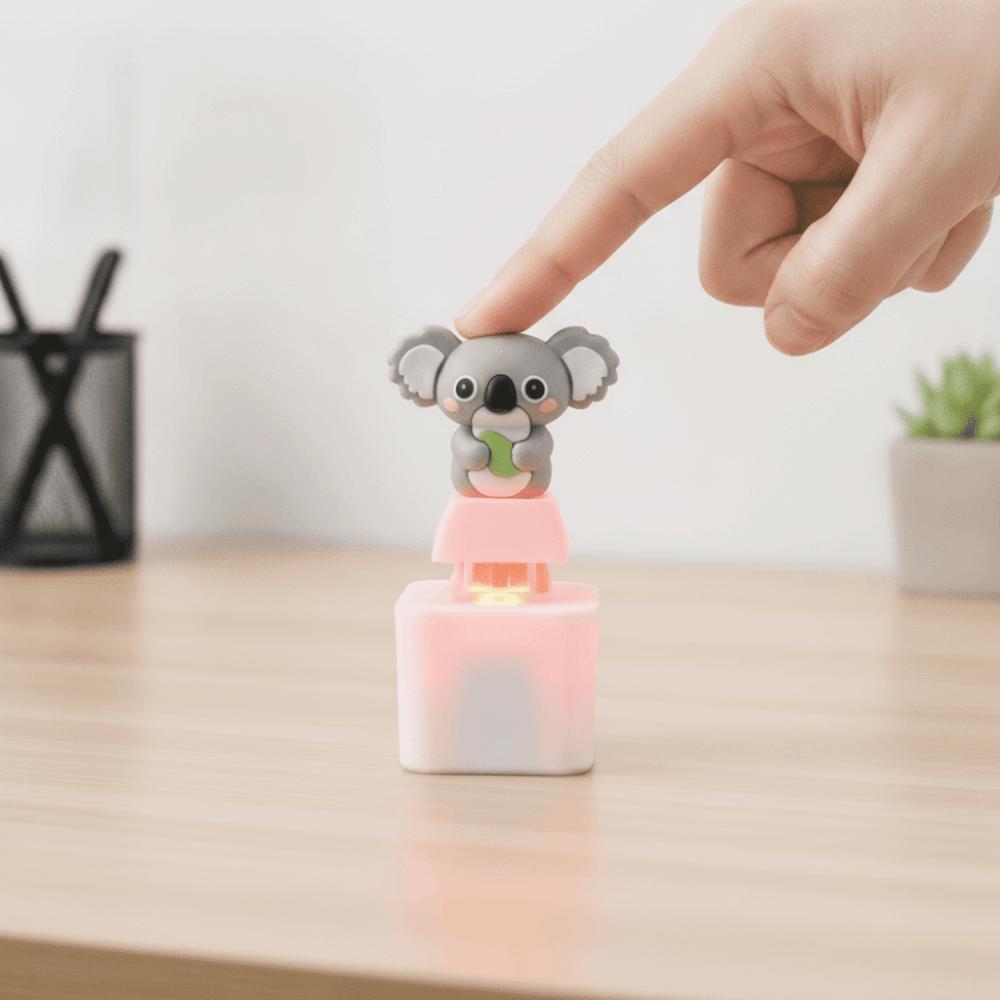 Rechargeable Fidget Button Key Chain Sounding Sound Light Key Ring Animal Keycap Toy Student Gift