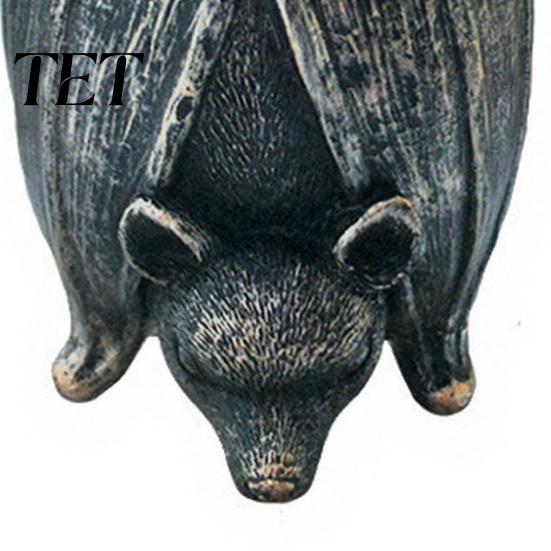 Festive Holiday Decor Halloween Bat Figurine, Resin Hanging Sculpture, Gothic Upside Distressed Retro Down Statue for Outdoor Garden Tree Yard Spooky