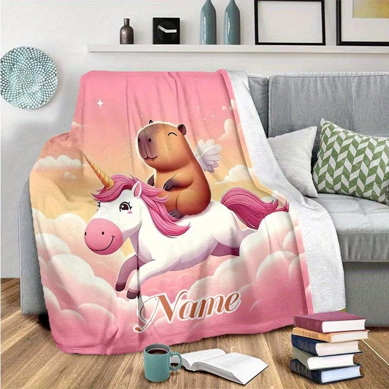 Colorful Unicorn Customize Your Name Blanket Used For Chair Office Sofa Bed Camping Soft And Warm Giving Friends And Relatives Birthday Graduation