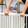 Wooden Dog Gate, Dog Fence Indoor, Freestanding Dog Barrier, Adjustable Lockable Fence with 3 Panels, 71H X 113-166W Cm, White