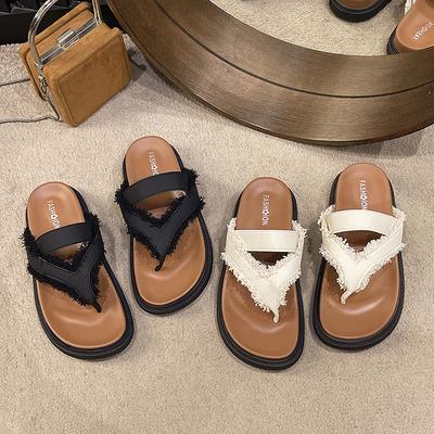 Fashion 2025 New Fashionable Elegant Shoes Summer Woman Ladies' Slippers Luxury Slides Low Platform Flip Flops Beach Designer Soft Shoes