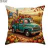 2D Flat - 1pc 2D Flat Throw Pillow Covers Autumn Harvest Vintage Truck Pumpkins Flowers Pigs Rustic Farmhouse Teal Orange Brown Soft Velvet Washable P