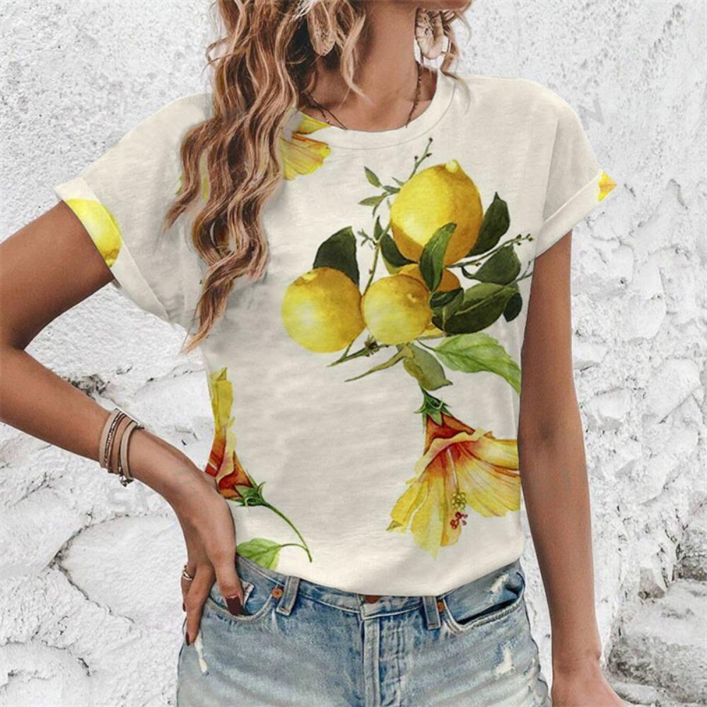 Summer Tropical Fruit Lemon T-Shirts 3D Print Women's Fashion O-Neck Short Sleeves T Shirt Y2k Harajuku Tees Top Female Clothing