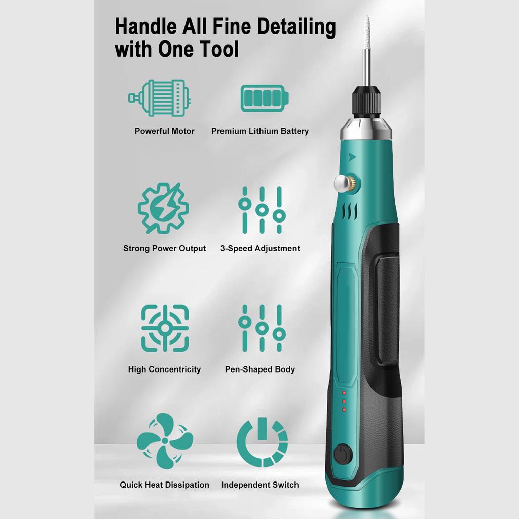 Cordless Mini Grinder, Rechargeable Grinder Tool with 3 Speed Adjustment, 25 Accessories, Multi Purpose Tool Kit for