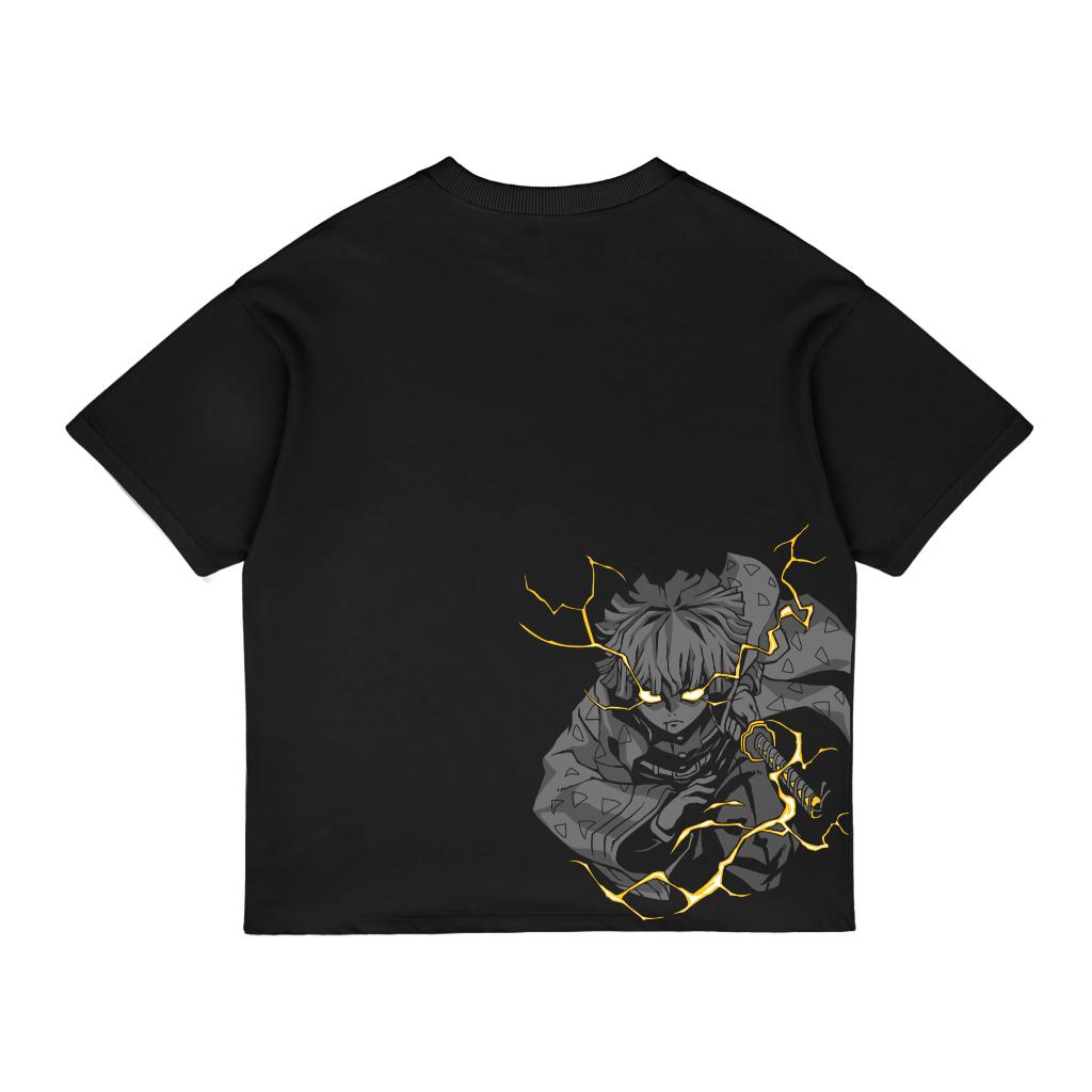 Zenitsu Agatsuma Demon Slayer Kimetsu No Yaiba T-shirt Vintage Washed Oversized Men Women T-shirts Male Hip Hop Gothic Tees