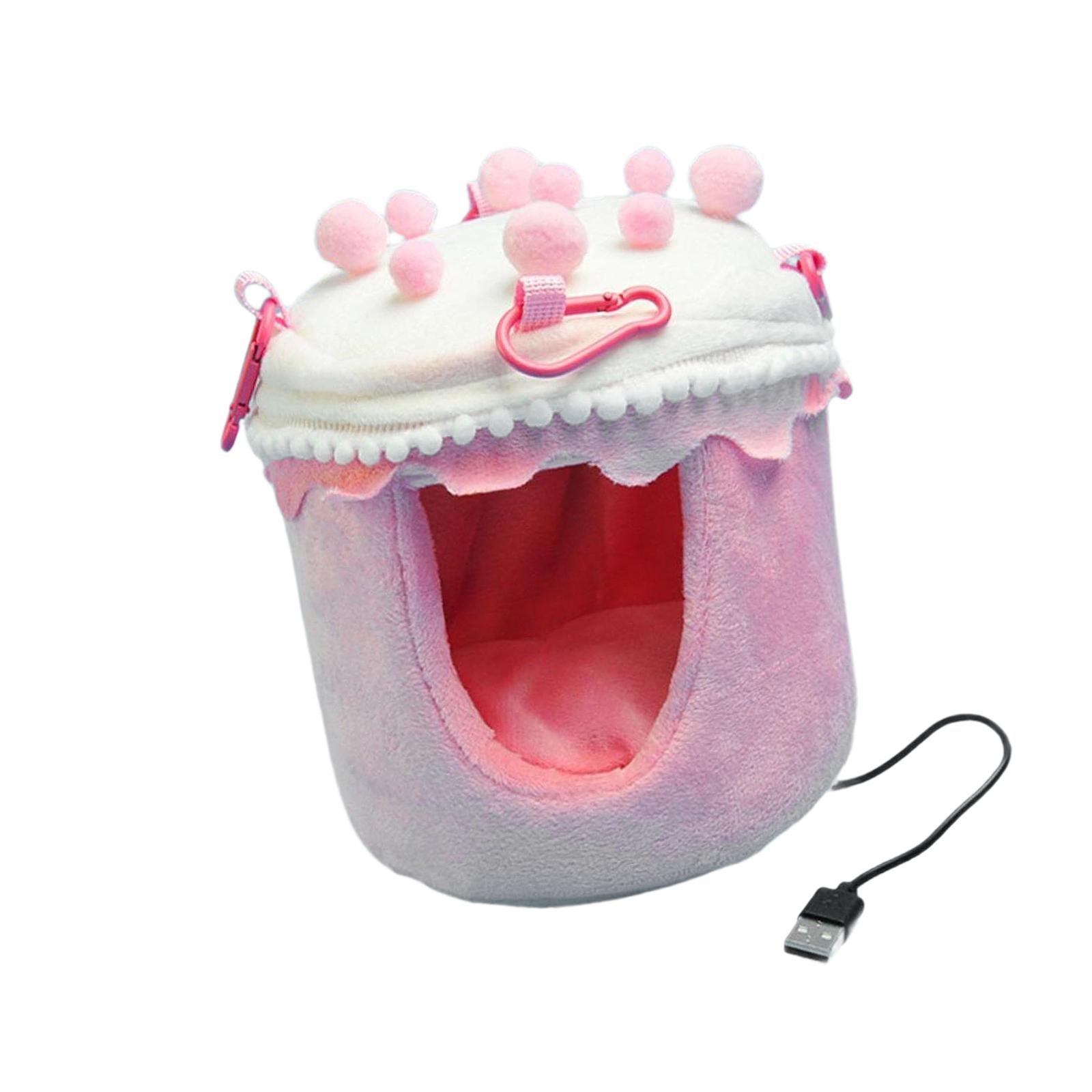 

Winter Warm Bird Nest House Heated Cozy Warm,Cake Shape,Creative Parrot Bird Bed Cage Accessories Plush for Parrot Cockatiel рожевий