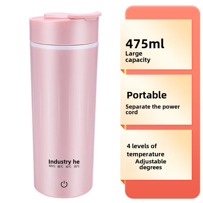 Compact Electric Travel Kettle - Portable Heated Water Cup and Insulated Health Pot