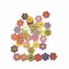 50Pcs 20mm Wood Buttons Mixed Color 2 Holes Flower Shaped Decorative Buttons, Flower Painting Wood Buttons